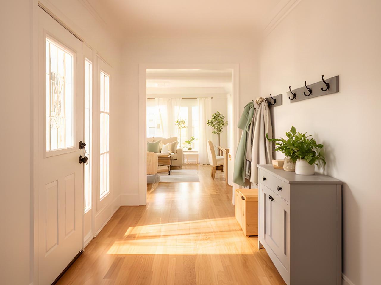 Freshly cleaned entryway with clear floors and bright natural light in a Michigan home